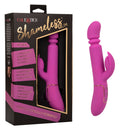 Shameless Slim Player Thrusting Dual Stimulation Vibrator in packaging, featuring a pink design and powerful thrusting capabilities.