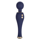 Chic Poppy Rechargeable Silicone Wand Massager Blue with gold-plated details and plush silicone body.