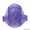 Foil Pack Vibrating Tongue Teaser Prepack Of 24 Purple in a close-up view, showcasing its design and texture.