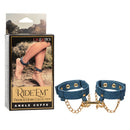 Ride 'em Premium Denim Collection Ankle Cuffs showcased in stylish packaging with adjustable denim cuffs.