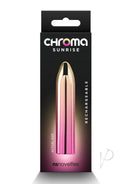 Chroma Sunrise Rechargeable Vibrator Medium Multicolor packaging featuring a sleek design and vibrant colors.