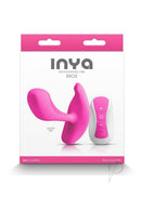 Inya Eros Remote Control Silicone Vibrating Stimulator Pink packaging with product and remote control.