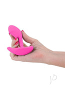 Inya Eros Remote Control Silicone Vibrating Stimulator Pink held in a hand for demonstration.