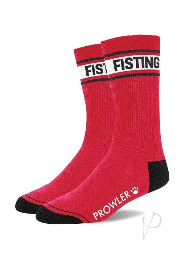 Prowler RED FISTING Socks Red Black showcasing bold design with red base, black accents, and FISTING print.