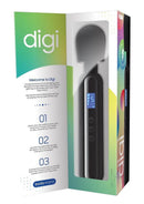 Bodywand Digi Rechargeable Silicone Wand Massager Black packaging with digital display and usage instructions.