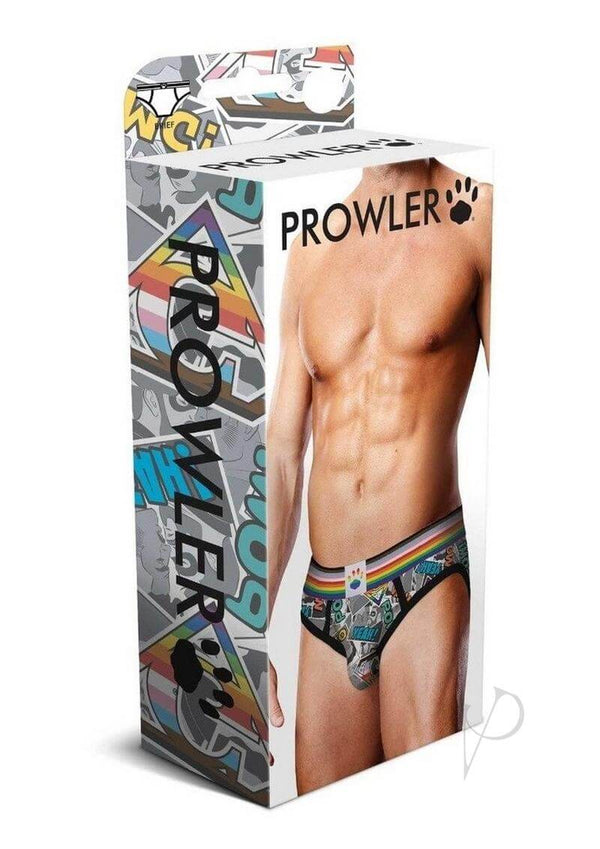 Prowler Comic Book Brief Small Gray packaging displayed on a retail shelf.