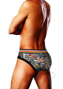 Prowler Comic Book Brief Small Gray worn by model showcasing its playful comic book design.