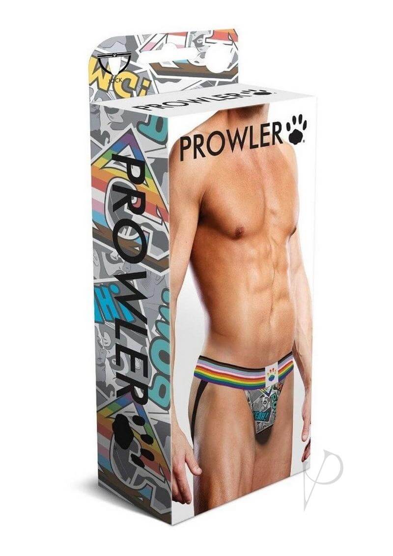 Prowler Comic Book Jock Small Gray Multicolor packaging featuring dynamic comic print and bold design for striking style.