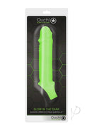 Ouch Smooth Stretchy Penis Sleeve Glow in the Dark Green packaging image with a bright fluorescent finish.