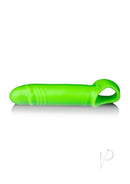 Ouch Smooth Stretchy Penis Sleeve Glow in the Dark Green in bright green color with flexible design and distinctive finish.