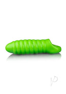 Ouch Swirl Thick Penis Sleeve Glow in the Dark Green, stretchy design with swirl texture, ideal for enhanced pleasure.