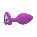 Ouch Silicone Diamond Heart Butt Plug Purple Regular with a sparkling diamond accent at the base.