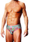 Man showcasing the Prowler Swimming Brief Medium Blue, perfect for stylish and comfortable swimming.