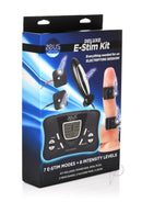 Zeus Electrosex Deluxe E-Stim Kit packaging showcasing components and features for electro-stimulation.