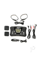 Zeus Electrosex Deluxe E-Stim Kit components including power box, anal plug, silicone pads, and leads.