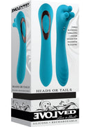Evolved Heads or Tails Silicone Dual Vibrator Teal with dual ends for varied stimulation and pleasure.
