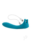 Evolved Heads or Tails Silicone Dual Vibrator Teal with USB charging cable for versatile sensations.