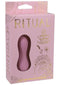 Ritual Dream rechargeable silicone bullet vibrator in pink packaging with gold accents and description of functions.