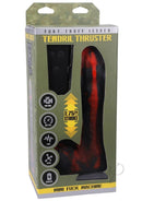 Fort Troff Tendril Thruster Silicone Mini Machine Dildo Red packaging view with features and stroke information.