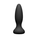 A-play Vibe Adventurous Silicone Anal Plug With Remote Black placed on a white background, showcasing its design.