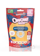 Screaming O 4T O Wow Vibrating Ring Blueberry packaging featuring the vibrational device and colorful design.