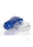 Screaming O 4T O Wow Vibrating Ring Blueberry in blue and clear with soft, stretchy design for mutual pleasure.