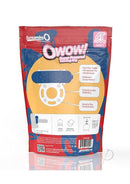 Screaming O 4T O Wow Vibrating Ring Blueberry packaging with features and instructions displayed.