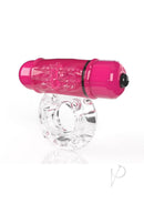 Screaming O 4T O Wow Vibrating Ring Strawberry with a clear stretchy ring and pink vibrating bullet design.