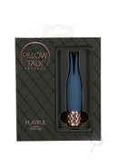 Pillow Talk Secrets Playful Silicone Massager Blue/Rose Gold in elegant packaging with rabbit ear design.
