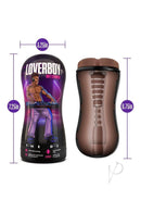 Coverboy The DJ Self Lubricating Anal Stroker Chocolate with dimensions and design details.