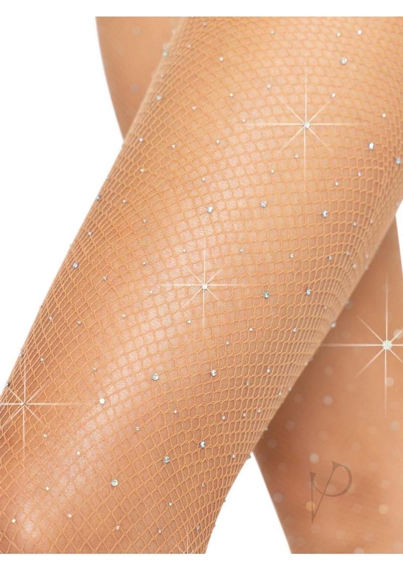 Fishnet Crystal Tights Os Caramel-3