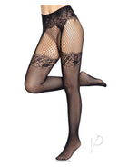 Leg Avenue Faux Garter Belt Fishnet Tights Black showcasing a seductive lace design and fishnet style.