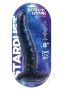 Stardust Neptune Nymph Silicone Dildo Purple packaging showing its ultra-textured design and strong suction cup feature.