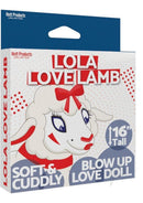 Hott Products Lola Love Lamb Inflatable Doll White packaging showcasing the soft and cuddly design.