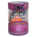 One Mixed Pleasures 100 Count Condom Bowl featuring ten condom styles in a convenient bowl.