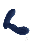 Playboy Pleasure Pleaser Warming Prostate Massager Blue, sleek silicone design with tapping and heating features.