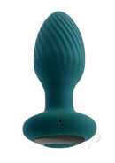 Playboy Spinning Tail Teaser Rotating Anal Plug Green front view with textured surface for enhanced sensation.