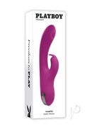 Playboy Thumper Rechargeable Silicone Rabbit Vibrator Purple in packaging with sleek design.