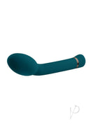 Playboy On The Spot Silicone G-Spot Vibrator Teal designed for precise G-spot stimulation with a curved shaft.