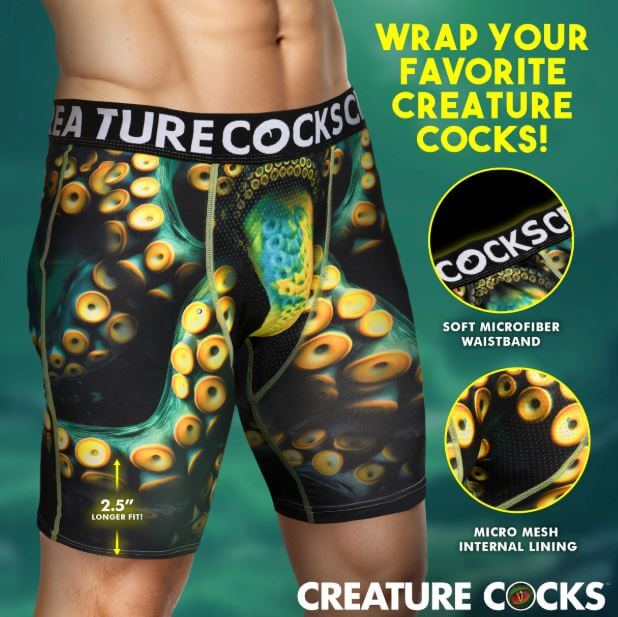 Creature Cocks Underwear Monstropus Large featuring exotic tentacle patterns and soft microfiber waistband.