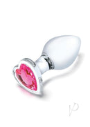 Glas Heart Jewel Glass Anal Training Set 3 Piece Clear plug featuring a smooth design and pink heart-shaped jewel.