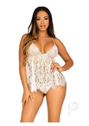 Leg Avenue Floral Lace Babydoll and G-String Large White featuring delicate floral lace design.
