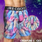 Creature Cocks Underwear Mystique Medium featuring a cosmic rainbow fur pattern and unicorn horn accent.