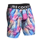 Creature Cocks Underwear Mystique Large featuring a colorful rainbow fur pattern and unique design.