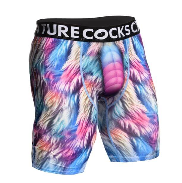 Creature Cocks Underwear Mystique X LARGE with colorful fur pattern and unique unicorn horn detail.