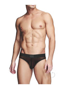 Prowler RED Fishnet Ass Less Brief XXL Black showcased on a model, featuring a provocative fishnet design in sleek black.