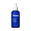 Dame Aloe Lube Personal Lubricant 4 Oz in a blue pump bottle, plant-based formula for enhanced intimacy.