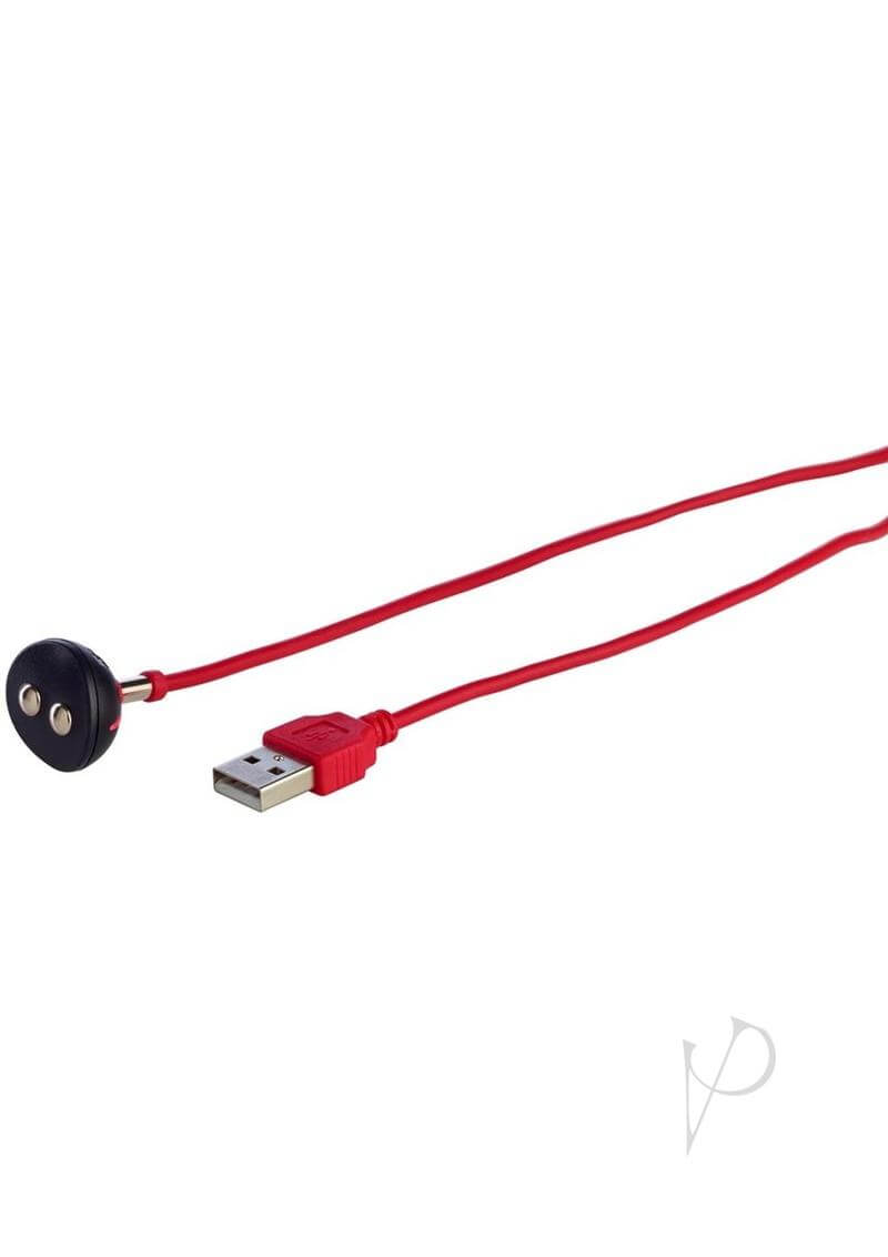USB magnetic charge cable in red for FUN FACTORY toys, featuring a secure magnetic connection and universal compatibility.
