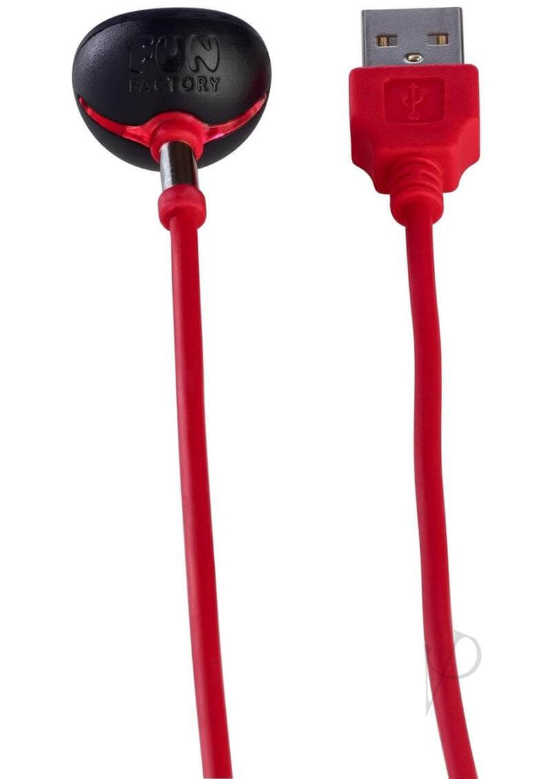 USB Magnetic Charge Cable in red for FUN FACTORY toys, featuring a secure magnetic connection for easy charging.