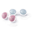 Lelo Beads Weighted Kegel Exerciser Ball Set in pink and blue, designed for pelvic floor strengthening and fitness.